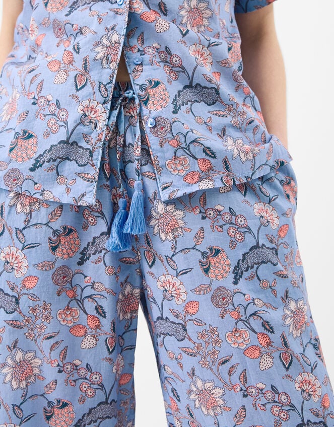 Floral Print Long Pyjamas Set, Blue (BLUE), large