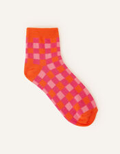 Gingham Print Socks, , large