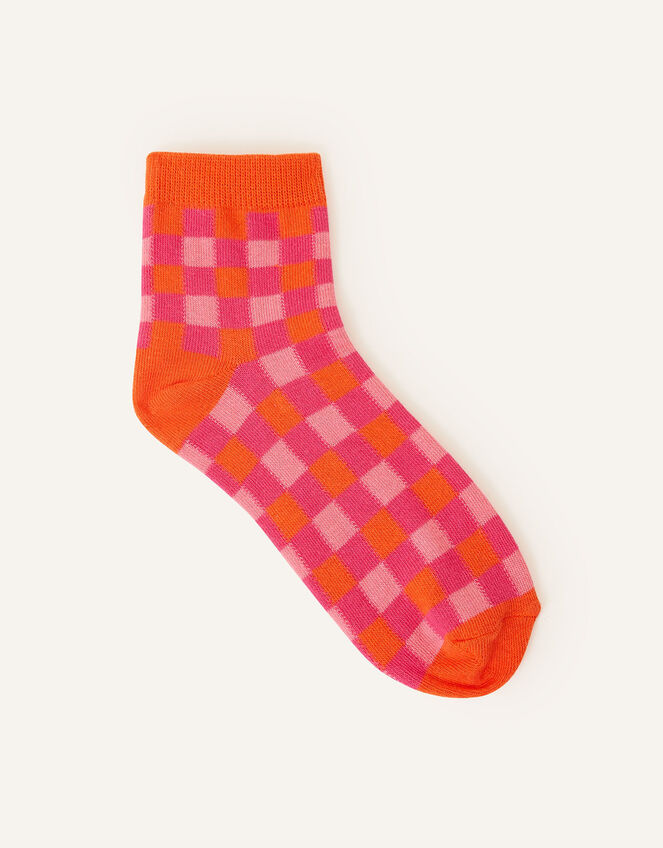 Gingham Print Socks, , large