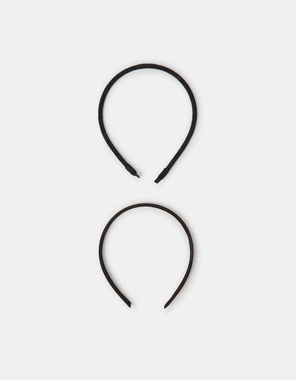 2-Pack Slim Rhinestone Satin Headbands, , large