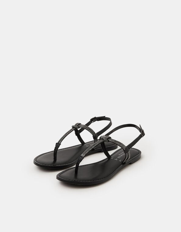 Diamante Strappy Sandals, Pewter (PEWTER), large