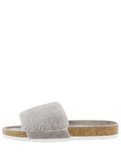 Fluffy Slider with Cork Base, Grey (GREY), large