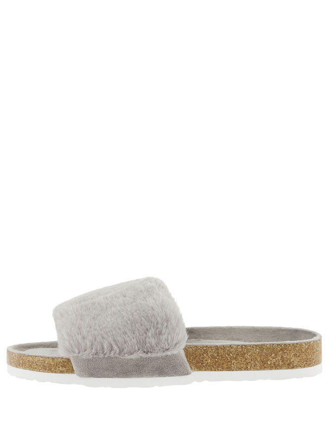 Fluffy Slider with Cork Base, Grey (GREY), large