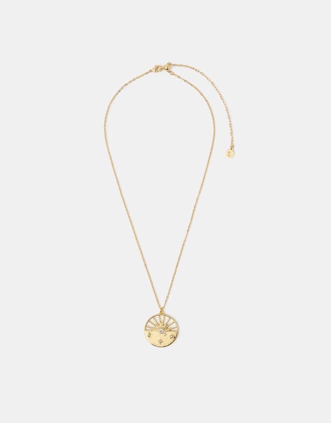 14ct Gold-Plated Celestial Sunbeam Pendant Necklace, , large