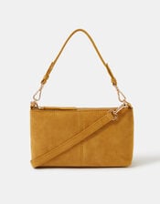 Leather Crossbody Handbag, Yellow (OCHRE), large