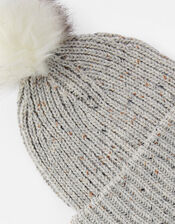 Pom-Pom Beanie, Silver (SILVER), large