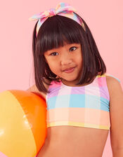 Kids Check Headband and Hair Clip Set, , large