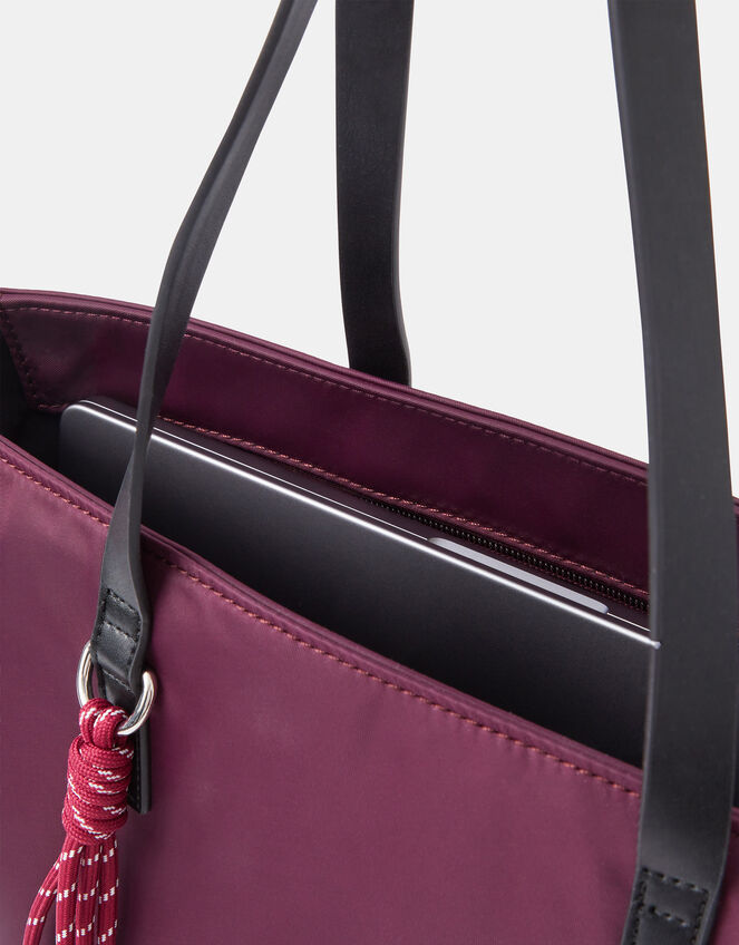 Harper Nylon Laptop Tote Bag, Red (BERRY), large