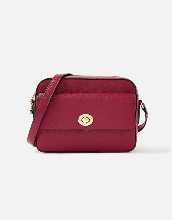 Boxy Twist-Lock Cross-Body Bag, Red (RED), large