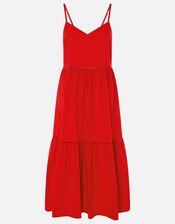 Tiered Maxi Dress in Organic Cotton, Red (RED), large