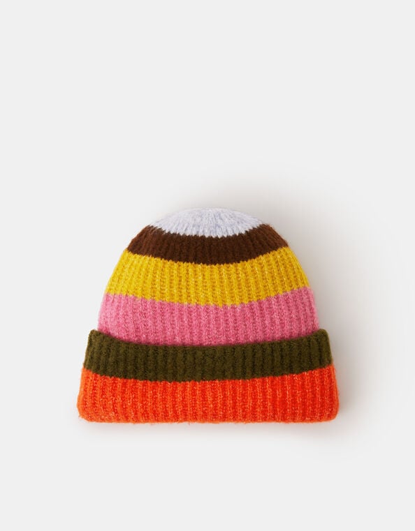 Bright Stripe Beanie Hat, , large