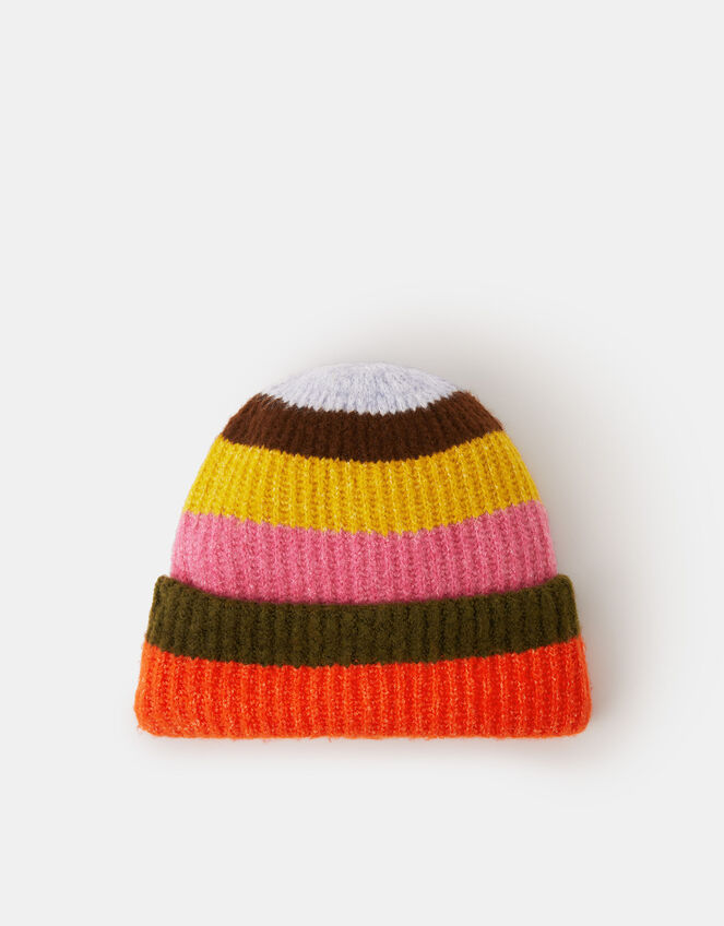 Bright Stripe Beanie Hat, , large