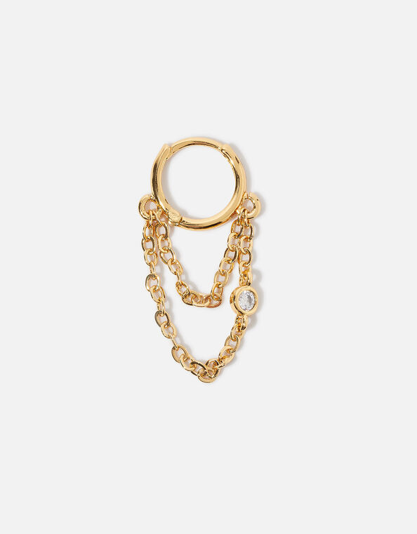 Gold-Plated Sparkle Chain Single Hoop, , large
