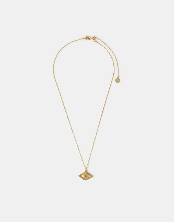 14ct Gold-Plated Evil Eye Pendant Necklace, , large