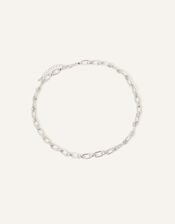 Sterling Silver Plated Twisted Link Chain Necklace, , large
