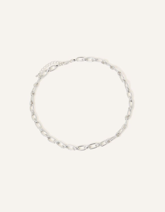 Sterling Silver Plated Twisted Link Chain Necklace, , large