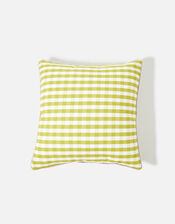 Gingham Contrast Edge Cushion Cover, Yellow (YELLOW), large
