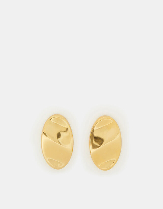 Stainless Steel Fluid Oval Stud Earrings, , large