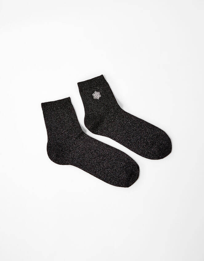 Snowflake Sparkle Ankle Socks, , large