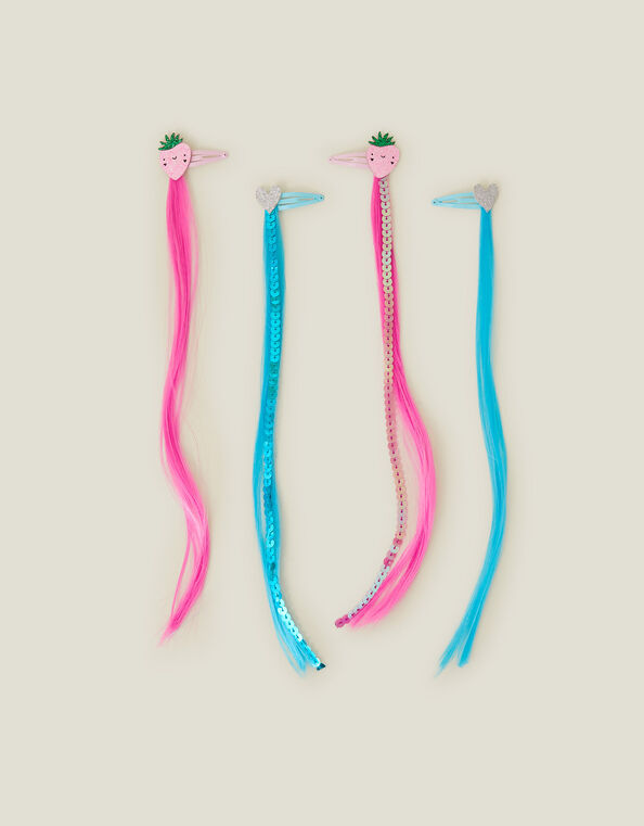 4-Pack Girls Strawberry Faux Hair Clips, , large
