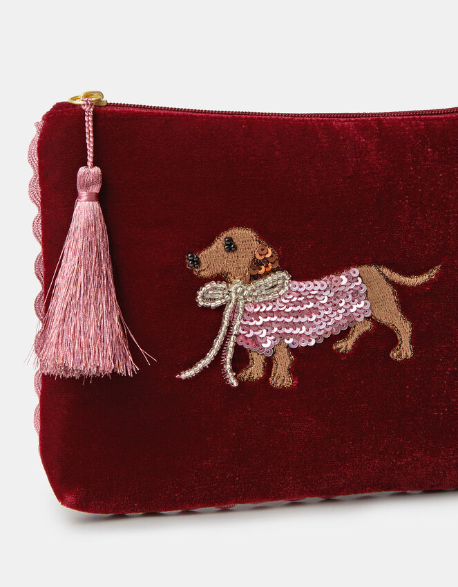 Sausage Dog Velvet Pouch, , large