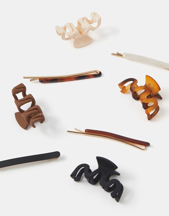8-Pack Mini Claw Clips & Hair Slides, , large