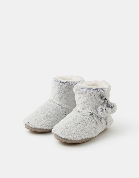 Super Soft Pom Pom Slipper Boots, Grey (GREY), large