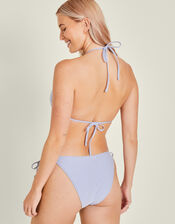 Daisy Embroidered Stripe Bikini Top, Blue (BLUE), large