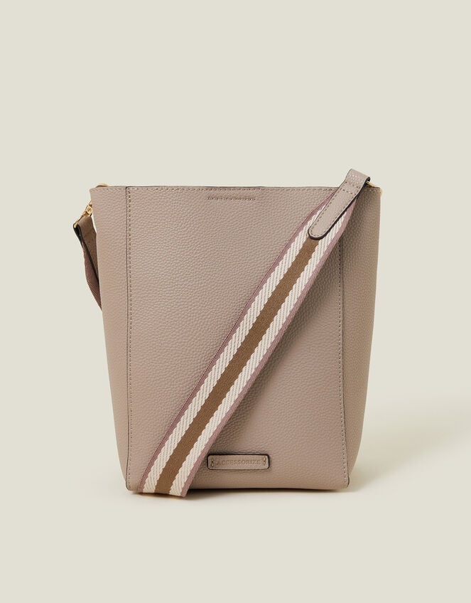 Faux Leather Bucket Bag, Nude (NUDE), large