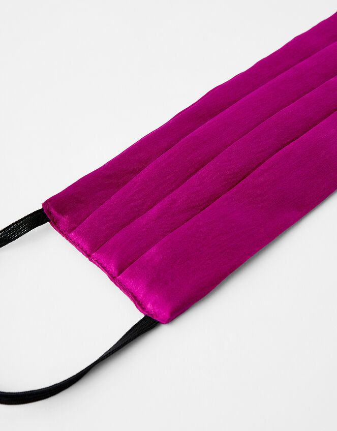 Pleated Face Covering in Pure Silk, Pink (FUCHSIA), large