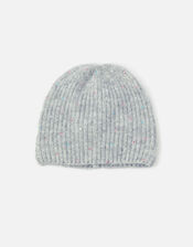 Girls Gem Sparkle Beanie Hat, Grey (GREY), large
