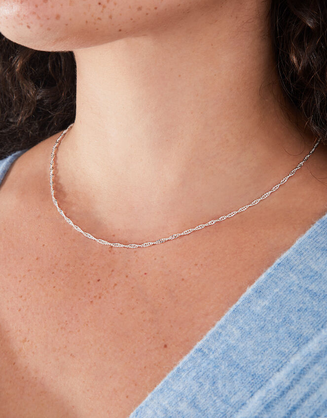 Twist Chain Necklace, Silver (SILVER), large