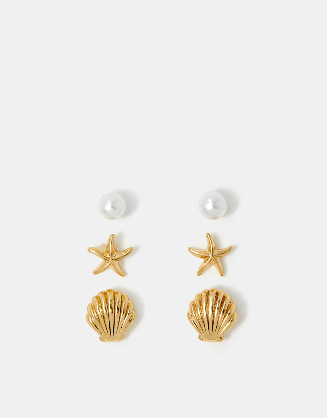 3-Pack Shell Stud Earrings, , large
