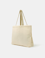 Embroidered Quilted Shopper Bag, , large