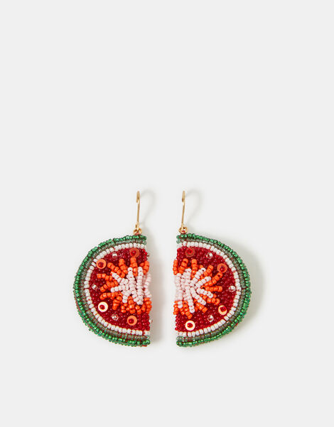 Beaded Watermelon Drop Earrings, , large