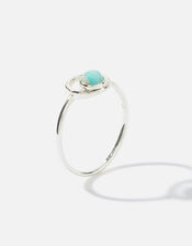 Recycled Sterling Silver Amazonite Circle Ring, Silver (ST SILVER), large