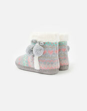 Fairisle Knitted Slipper Boots, Multi (PASTEL-MULTI), large