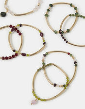 7-Pack Beaded Charm Stretch Bracelets, , large