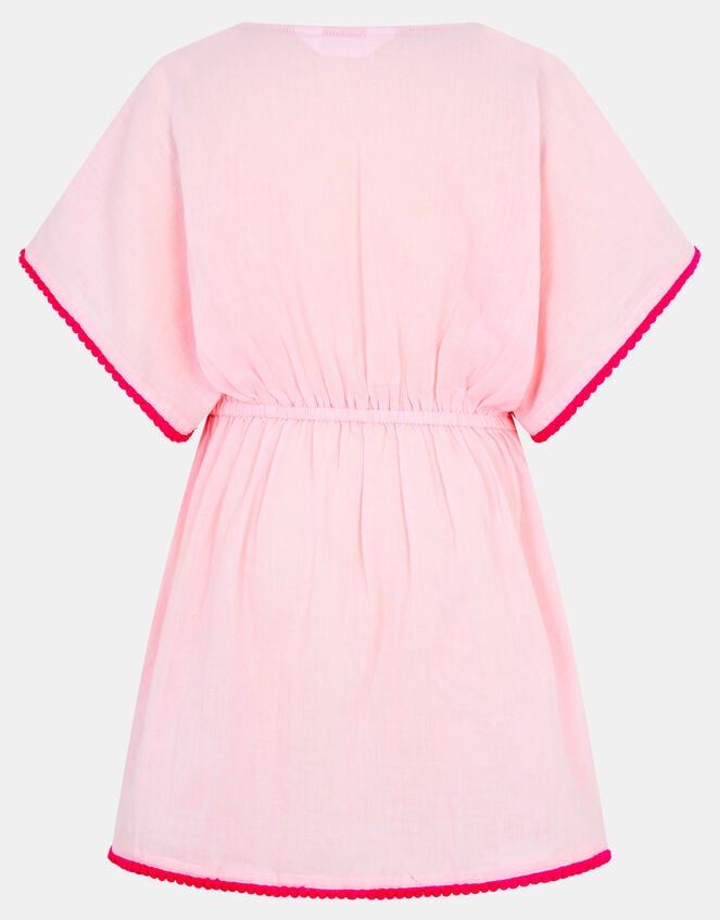 Girls Fruit Embroidered Cotton Kaftan, Pink (PINK), large