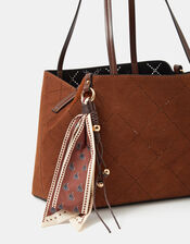 Cutwork Faux Suede Tote Bag, , large