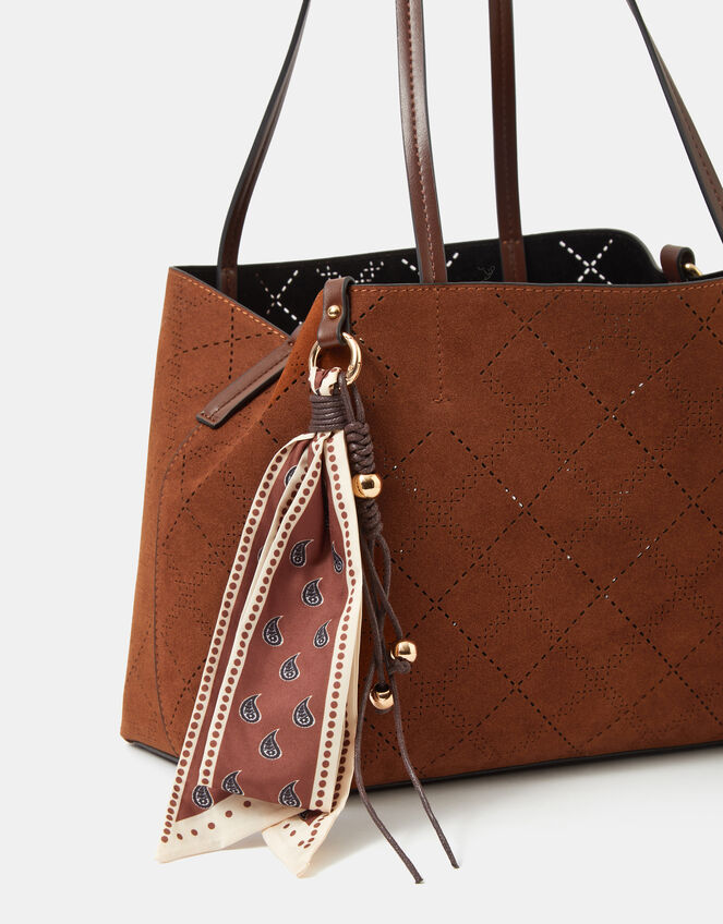 Cutwork Faux Suede Tote Bag, , large