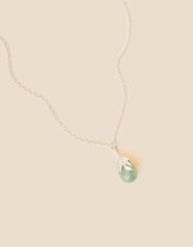 Recycled Sterling Silver Aventurine Leaf Pendant Necklace, , large