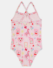 Girls Cowboy Print Swimsuit, Multi (PASTEL MULTI), large