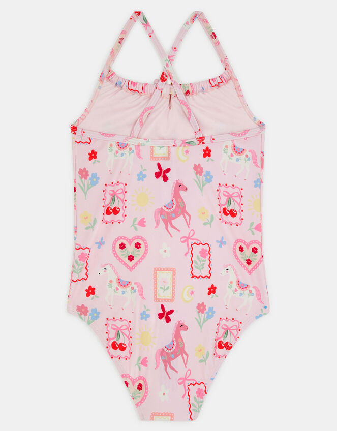 Girls Cowboy Print Swimsuit, Multi (PASTEL MULTI), large