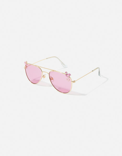 Girls Flamingo Aviator Sunglasses, , large