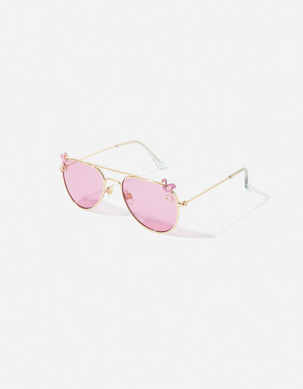 Girls Flamingo Aviator Sunglasses, , large