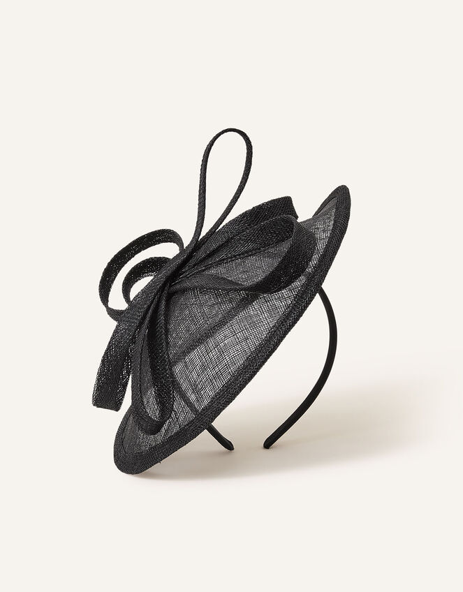 Katie Bow Disc Sinamay Band Fascinator, Black (BLACK), large