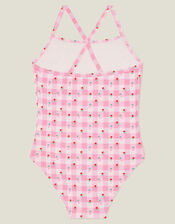 Girls Strawberry Print Swimsuit, Pink (PINK), large