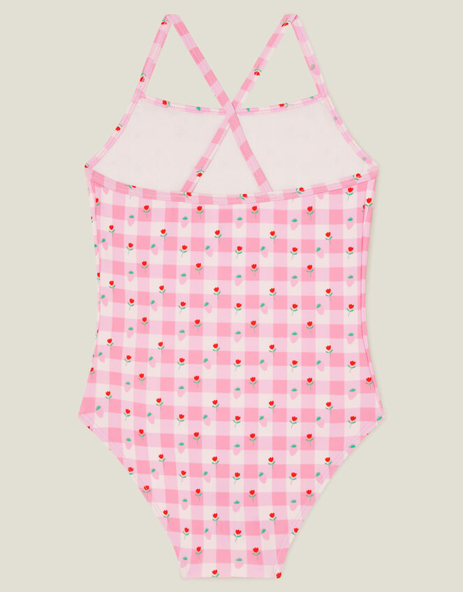 Girls Strawberry Print Swimsuit, Pink (PINK), large