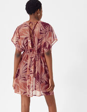 Palm Print Chiffon Kaftan, Orange (RUST), large
